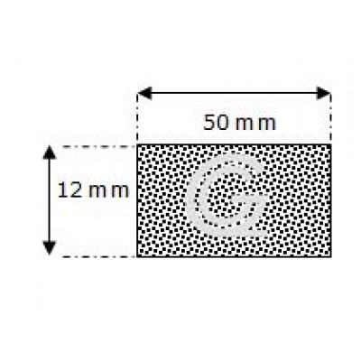 Rechthoekig mosrubber snoer | 12 x 50 mm | per meter